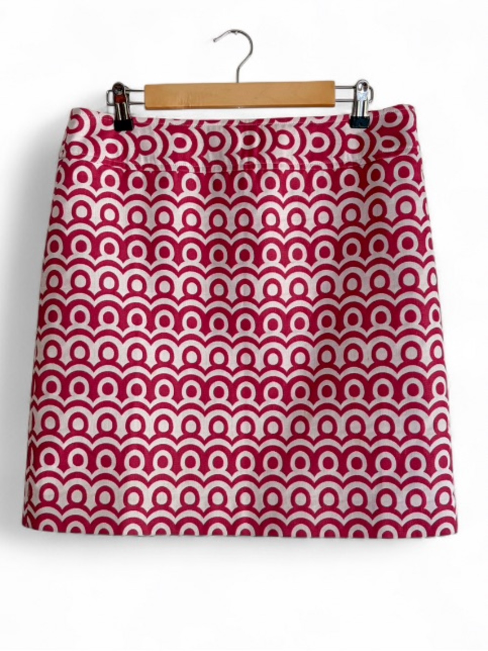 Ann Taylor Red and White Circle Mod Print Mini Pencil Skirt Size 10